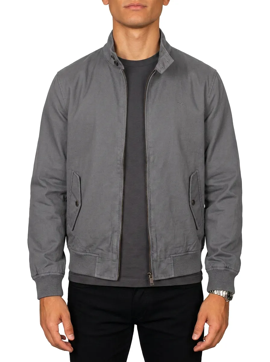 Men's Casual Minimalist Navy Blue Zip-Up Bomber Jacket