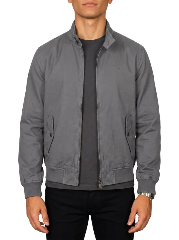 Men's Casual Minimalist Navy Blue Zip-Up Bomber Jacket