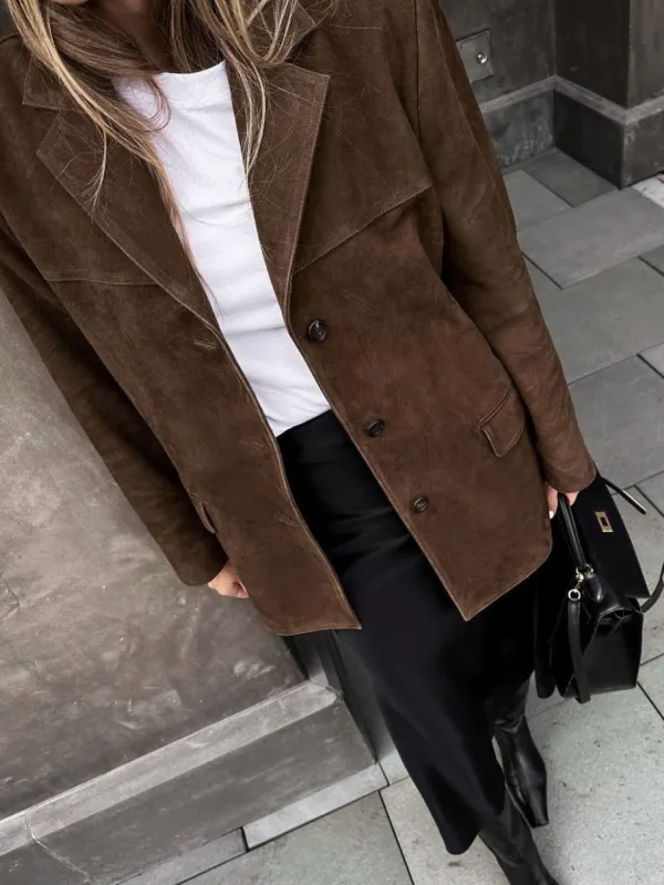 Lapel-Collar Collared Pocketed Jacket