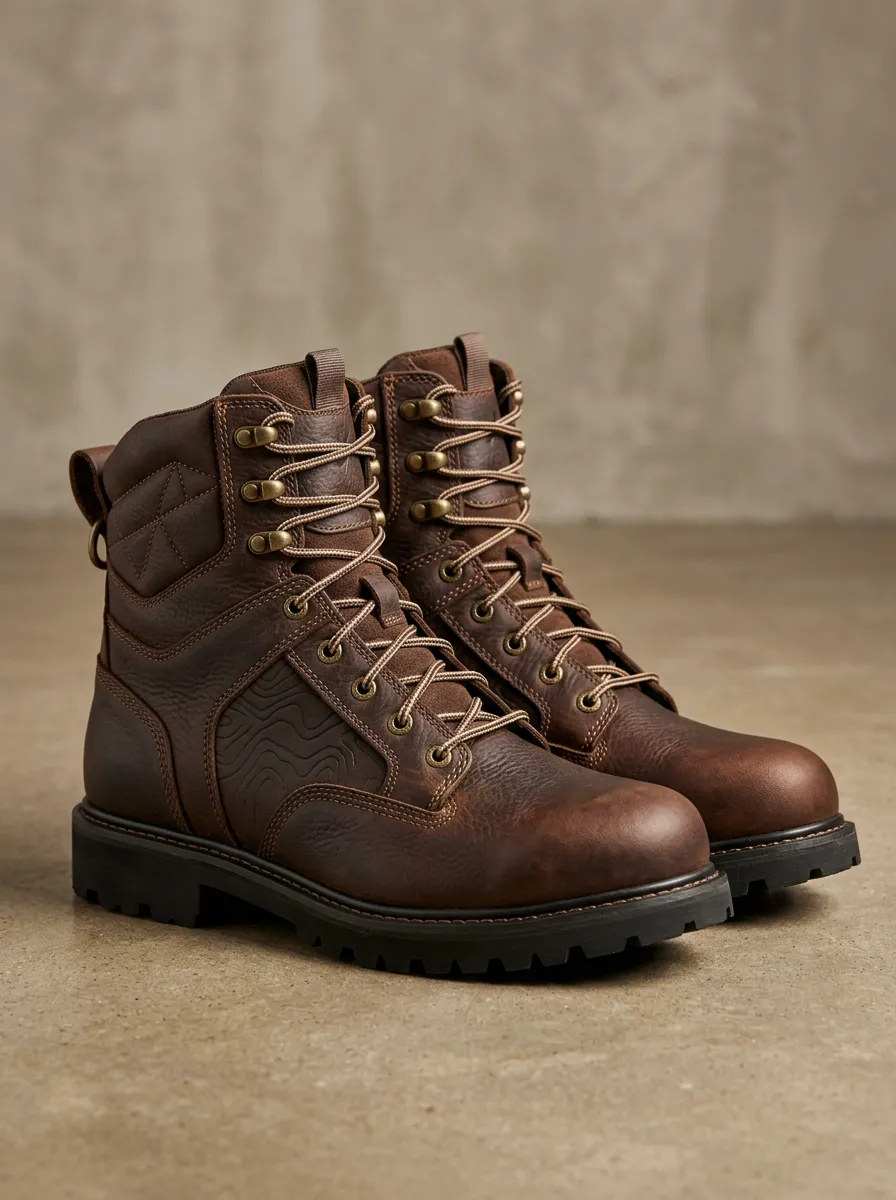 Men's Utility Hiking Topographic Pattern Work Boots