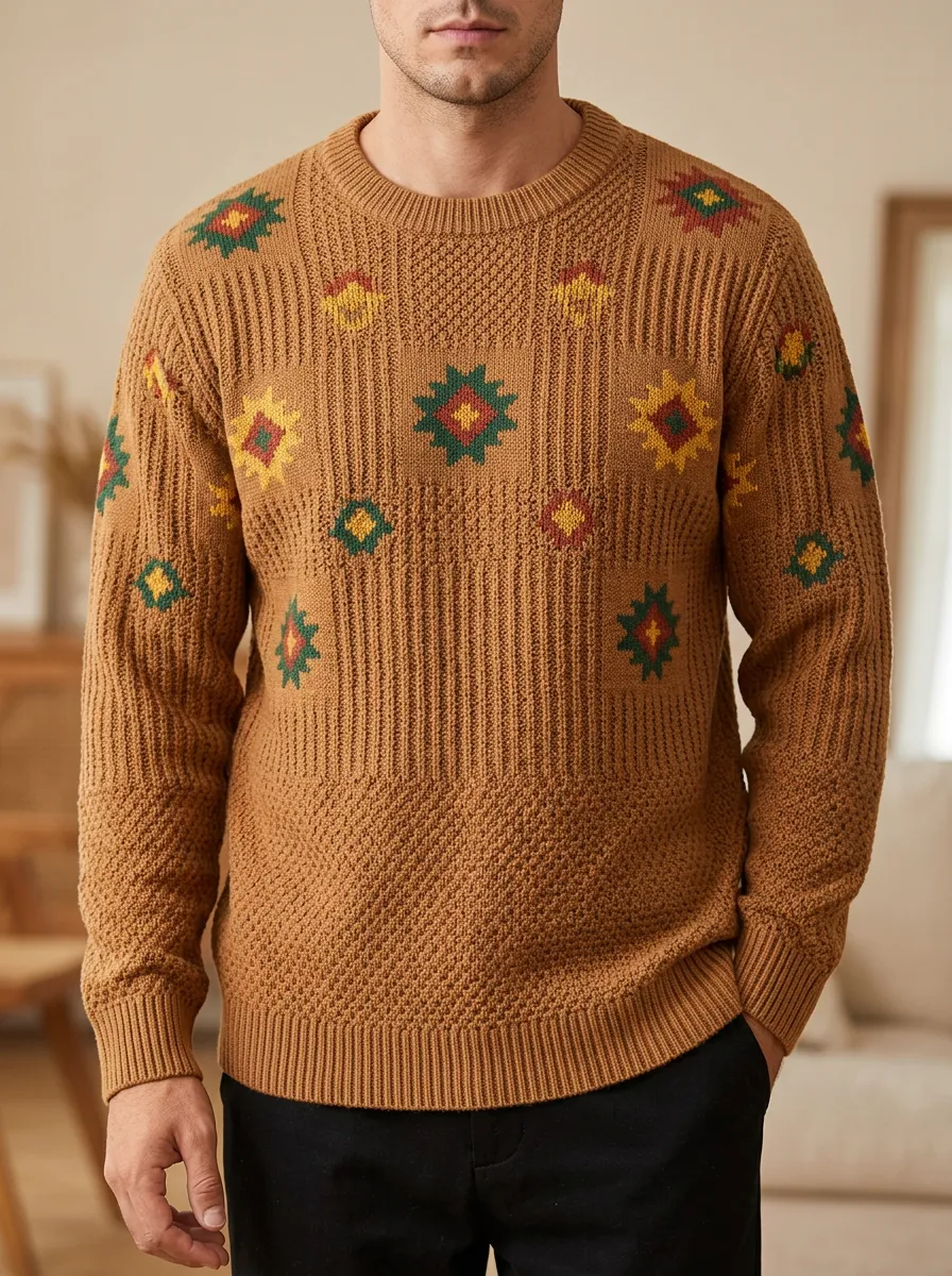 Men's Aztec Geometric Crewneck Sweater