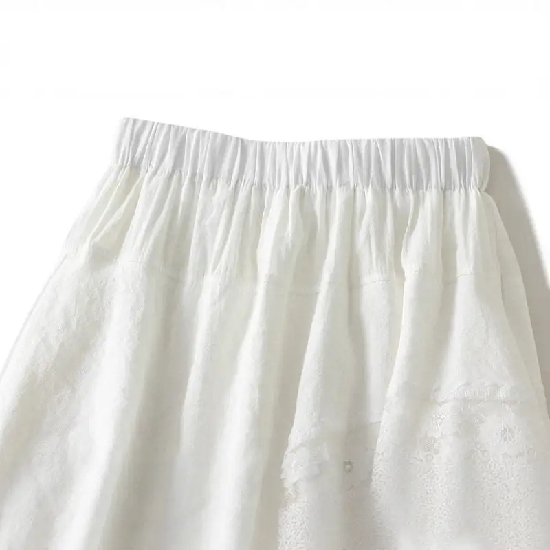 Everyday Layered Lace Hem Asymmetrical Skirt
