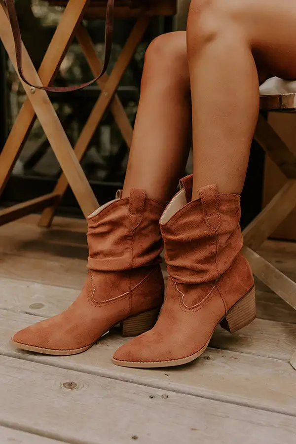Faux Suede Western Cowboy Boots