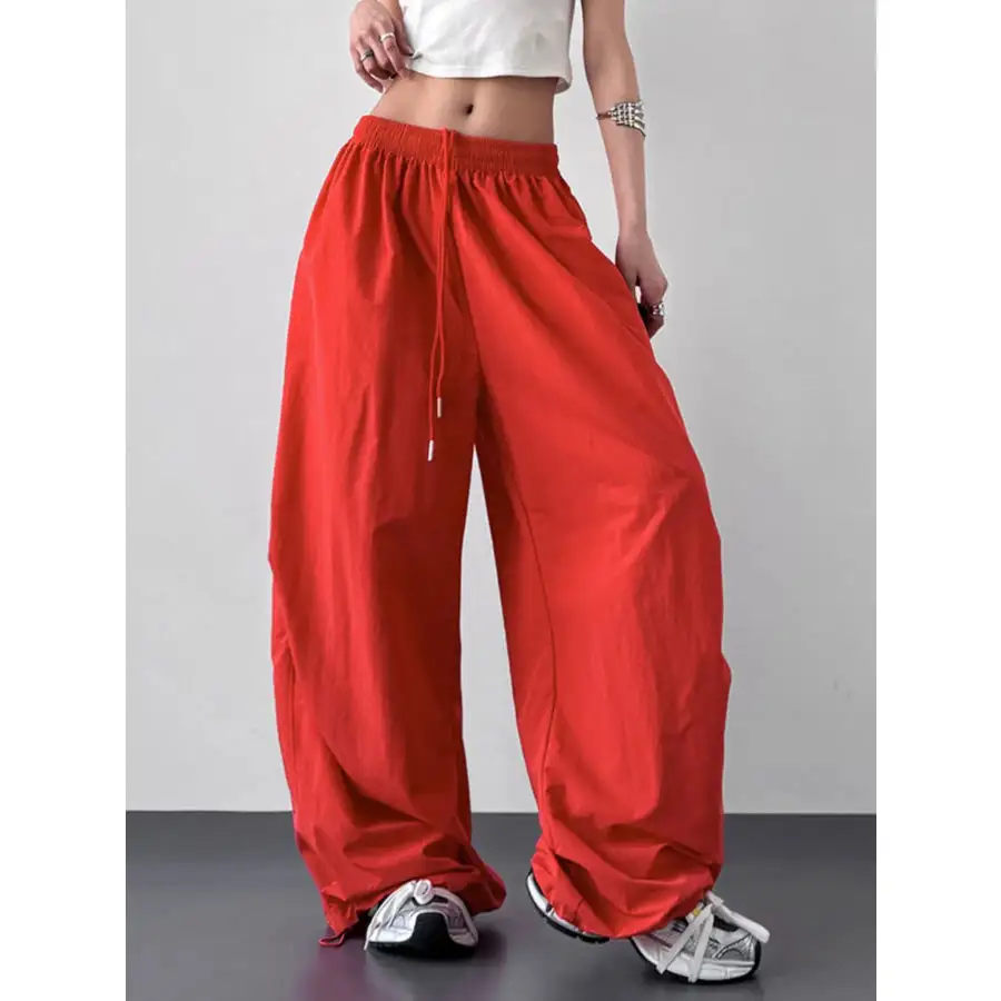Simple Wide Leg Drawstring Pants