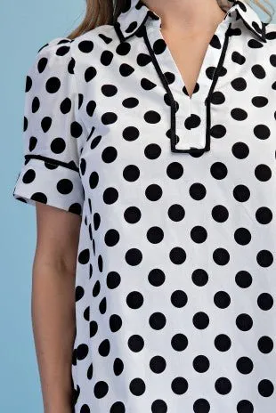 Modern Polka Dot Collared Dress