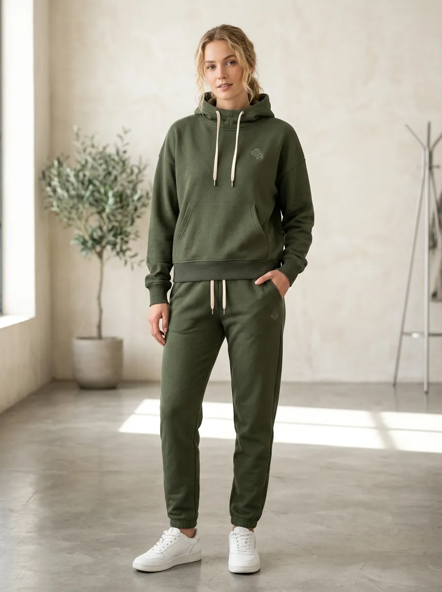 Women's Olive Green Matching Hoodie and Jogger Set