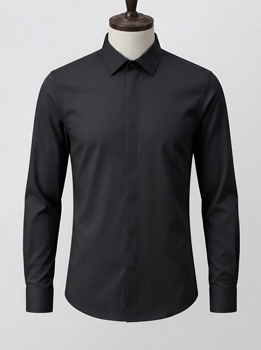 Men's Non-Iron Cotton Solid Light Blue Long Sleeve Shirt