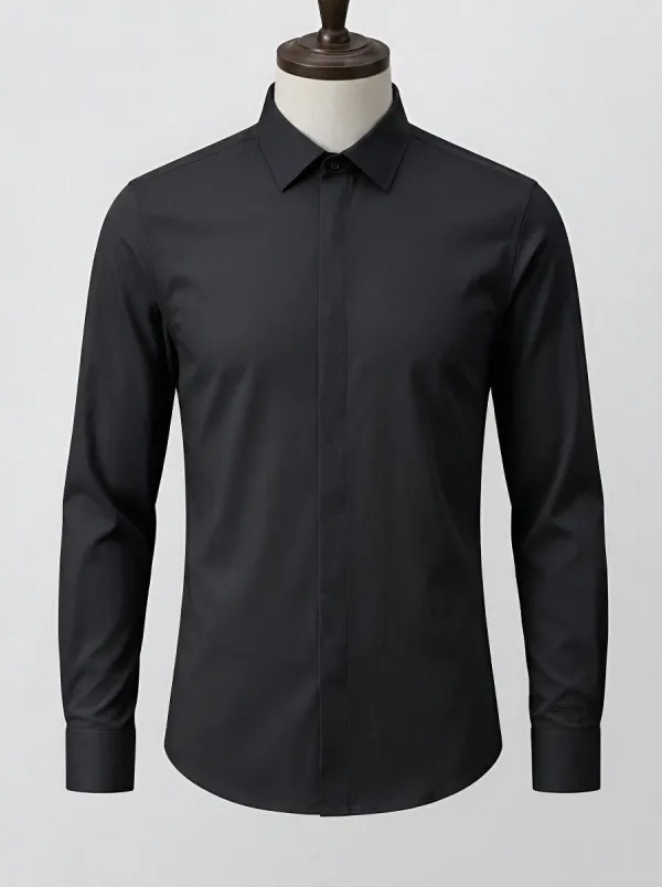 Men's Non-Iron Cotton Solid Light Blue Long Sleeve Shirt