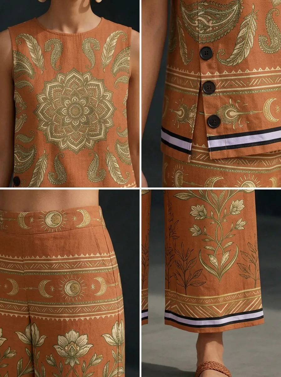 Women's Bohemian Mandala Floral Printed Sleeveless Set