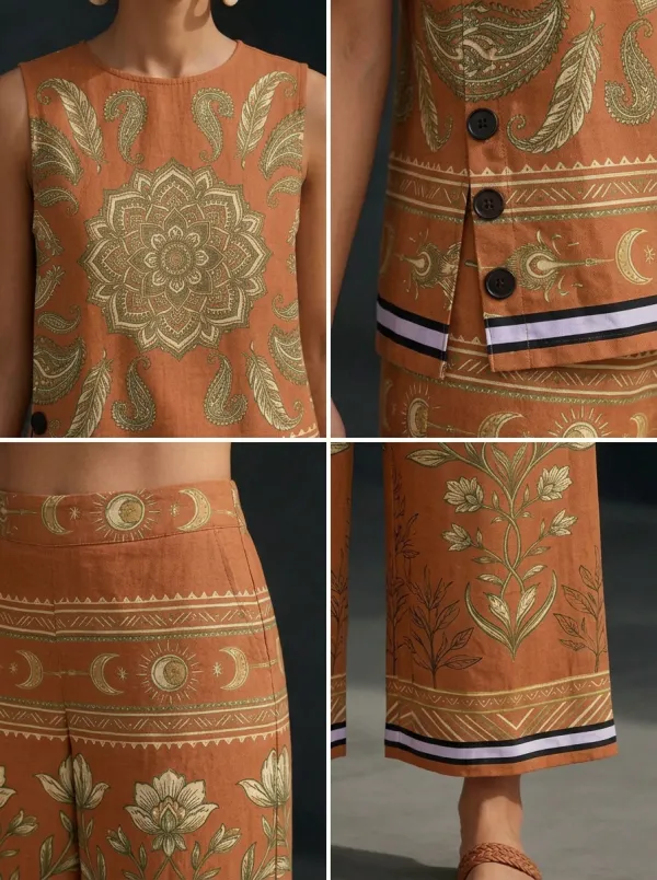 Women's Bohemian Mandala Floral Printed Sleeveless Set
