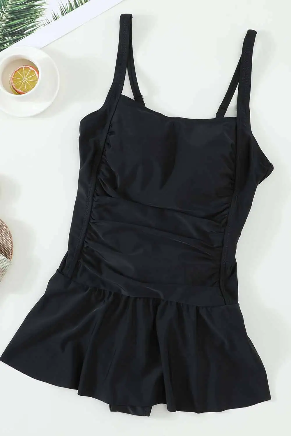 Swimwear Solid Push Up One Piece Swimdress