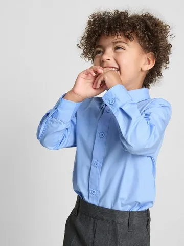 3-7yrs | 2pk Unisex Cotton Blend Long Sleeve School Shirts