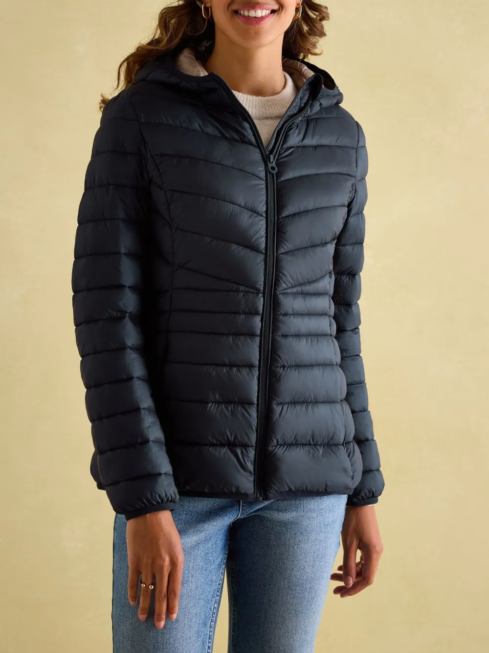Navy Showerproof Padded Coat with Hood