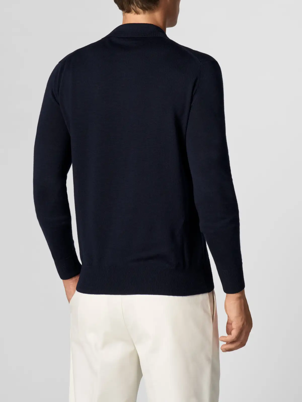 Cashmere Merino Blend Polo Shirt With Buttonless Slim Fit Knit Construction