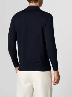 Cashmere Merino Blend Polo Shirt With Buttonless Slim Fit Knit Construction