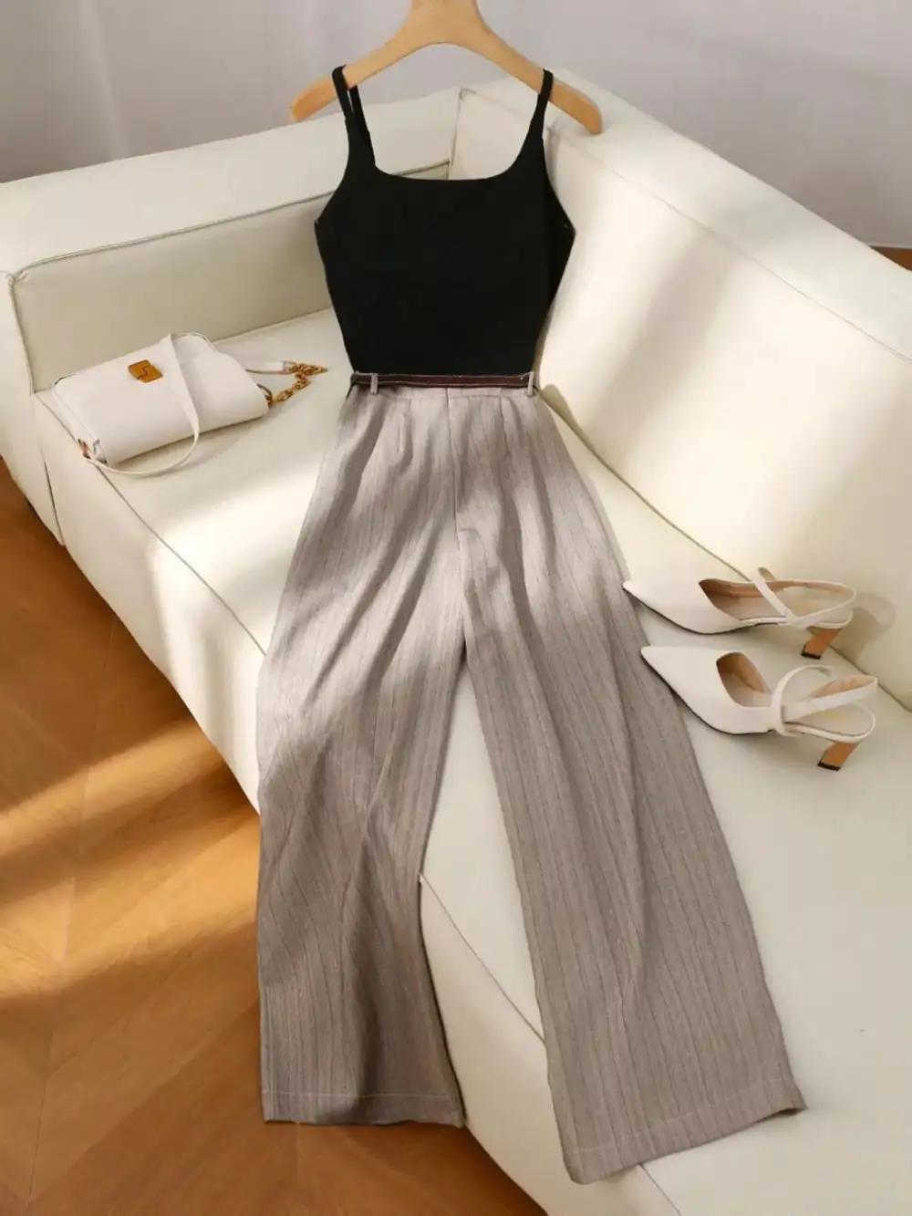 Refined Sleeveless Top and Wide Leg Pants Set