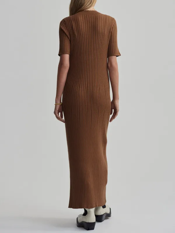 Crew Neck Rib Knit Maxi Dress