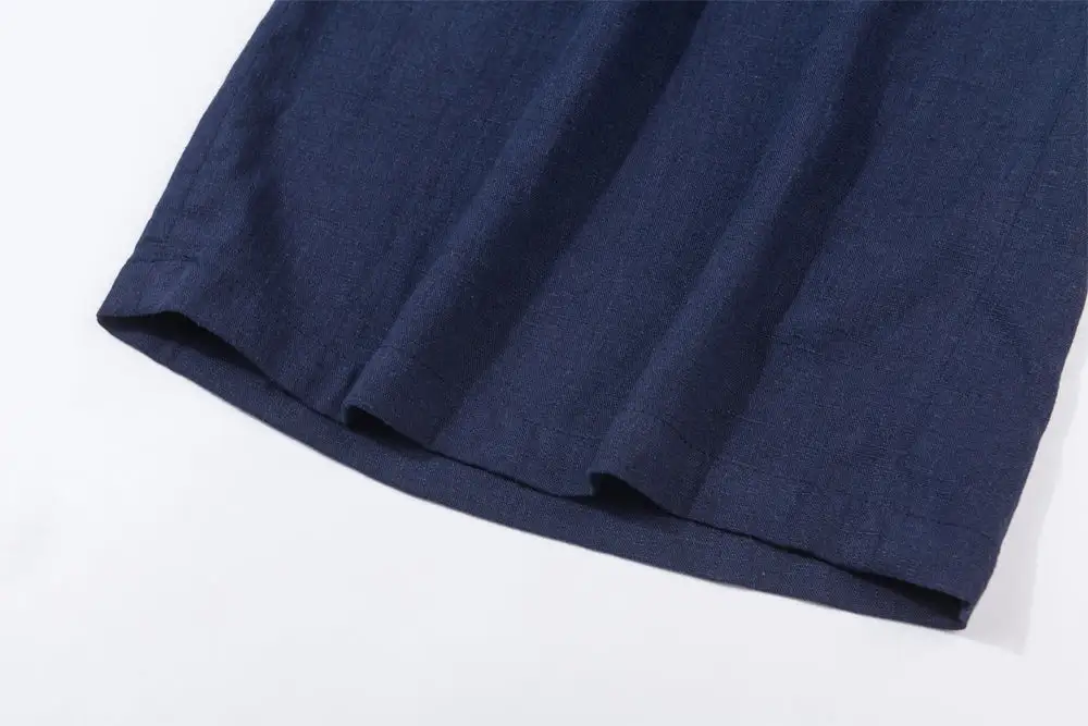 Linen Wide Leg Cropped Elastic Waist Pocketed Trousers