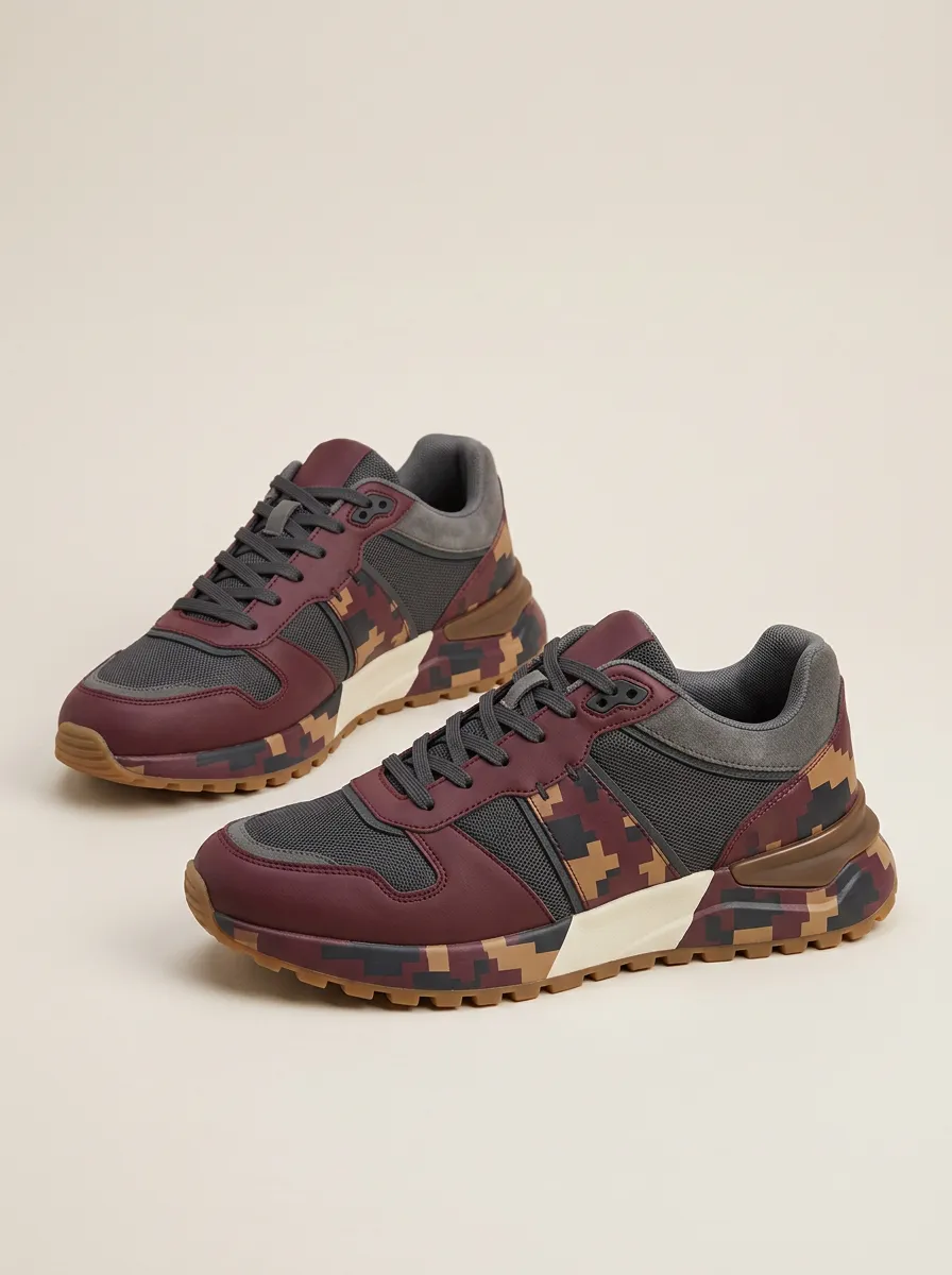 Men's Pixel Camo Printed Sneakers