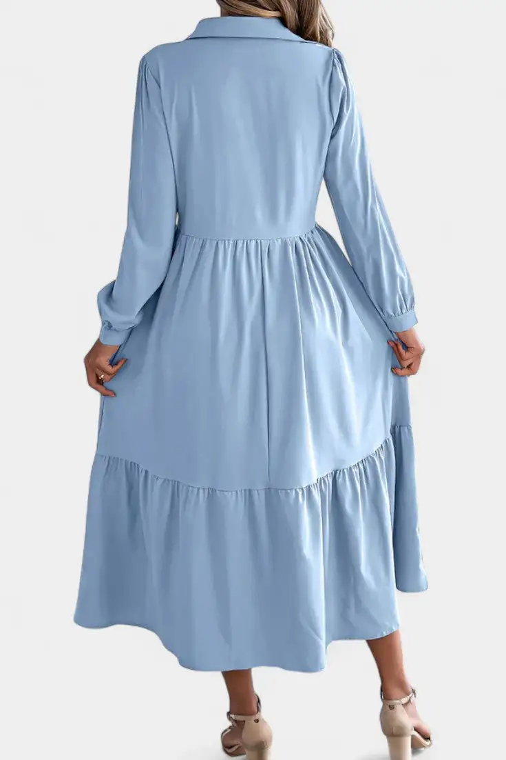 Shirt-Style Long-Sleeve Maxi Dress