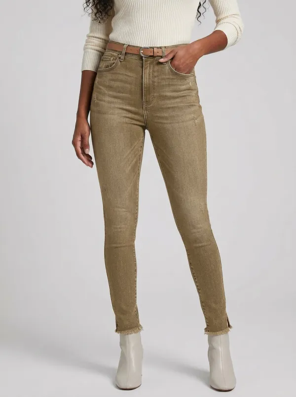 Women's High-Rise Distressed Frayed Hem Slim-Fit Jeans