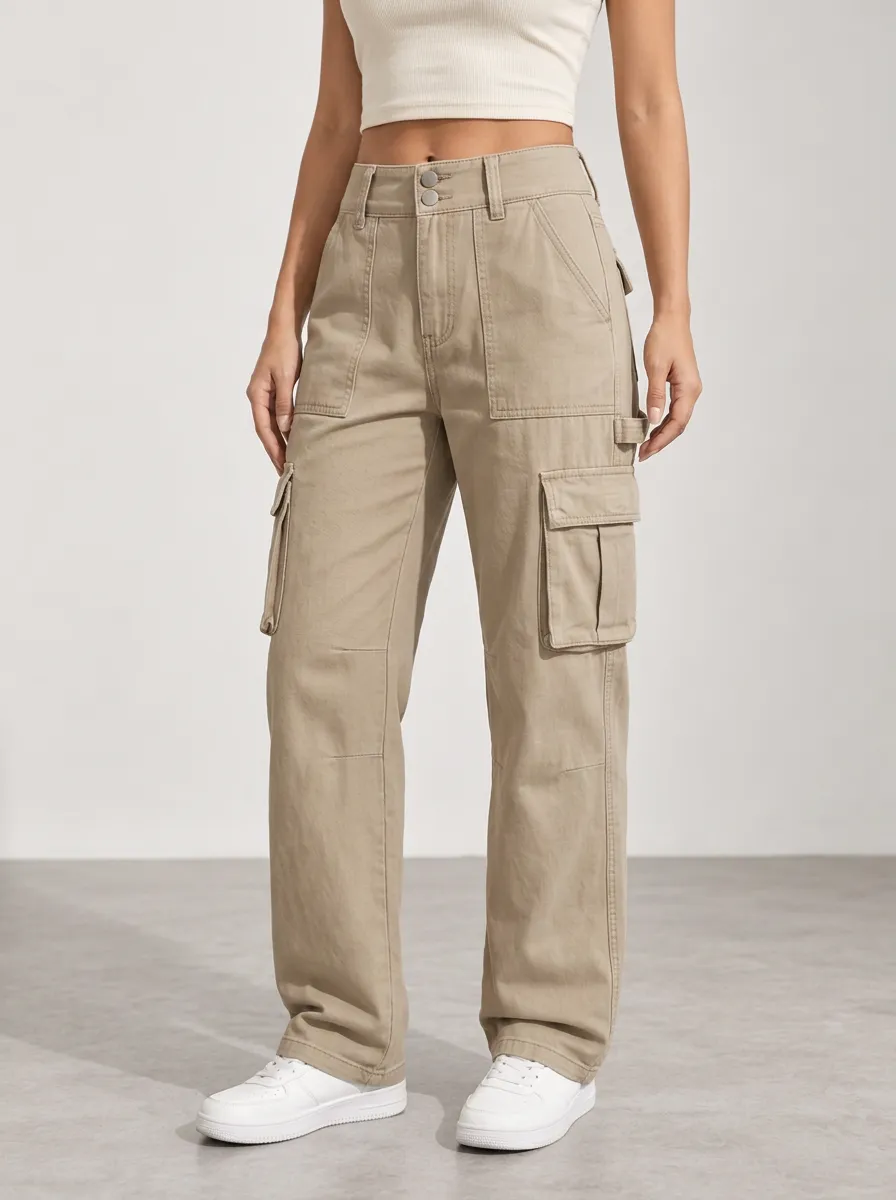 Women's Contemporary Utility Multi-Pocket Straight Leg Pants