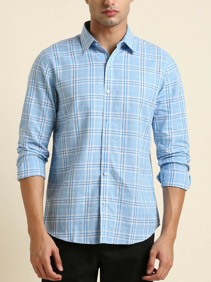 Checked Plaid Slim Fit Men's Formal Shirt