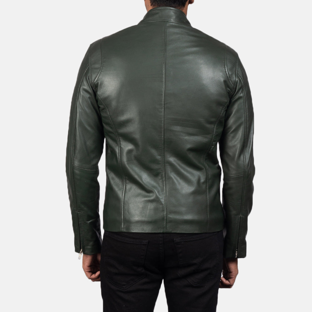 Men's Panel Detail Biker Leather Jacket