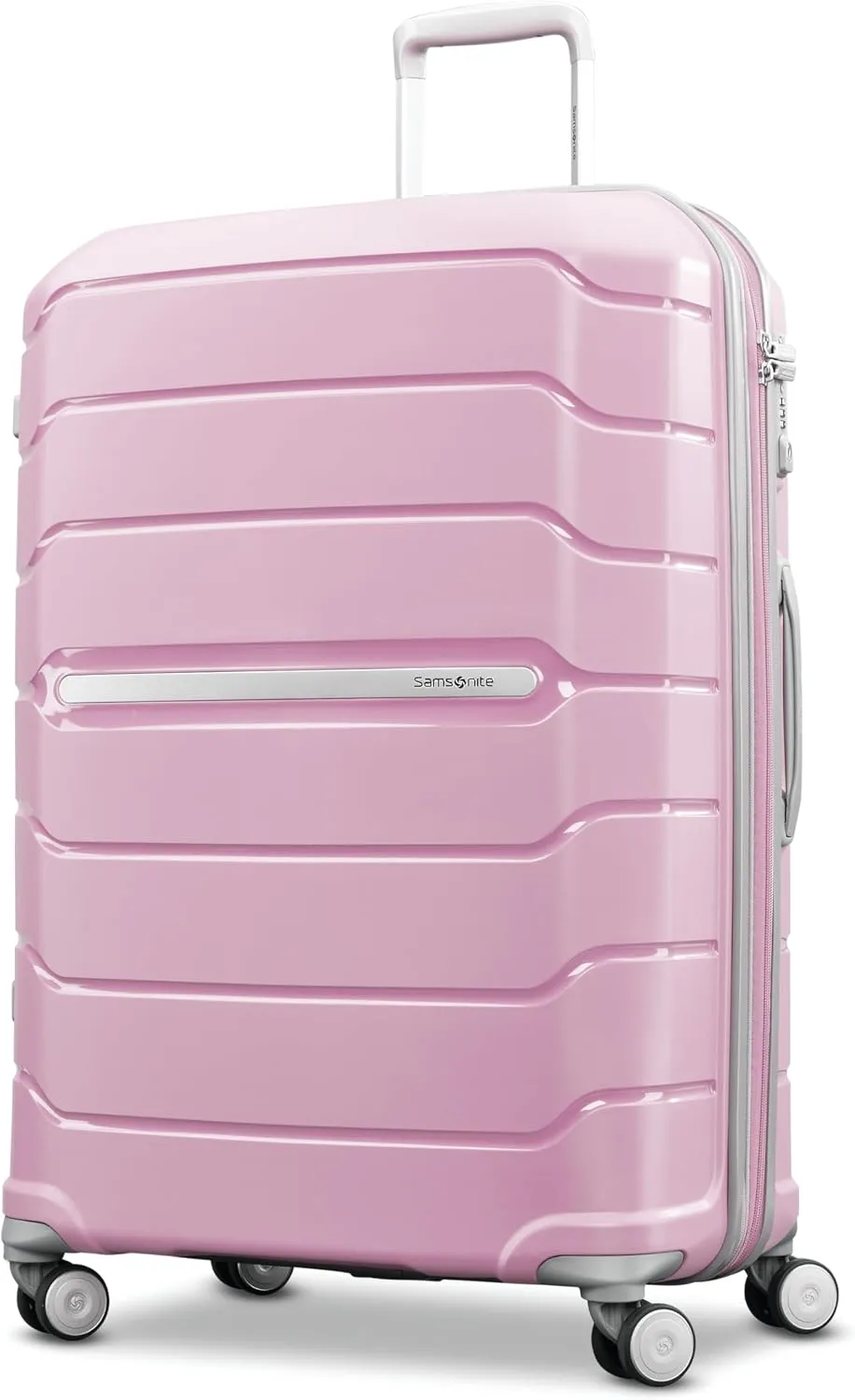 Samsonite Freeform Hardside Carry-On Luggage with Spinner Wheels - Hardshell Suitcase - TSA, Airline-Approved - Expandable Hard Shell, Smooth Rolling Wheels for Lightweight Travel - White/Grey