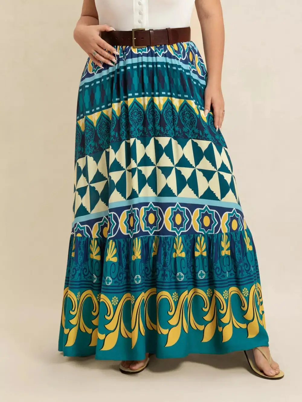 Smart Printed Maxi Skirt