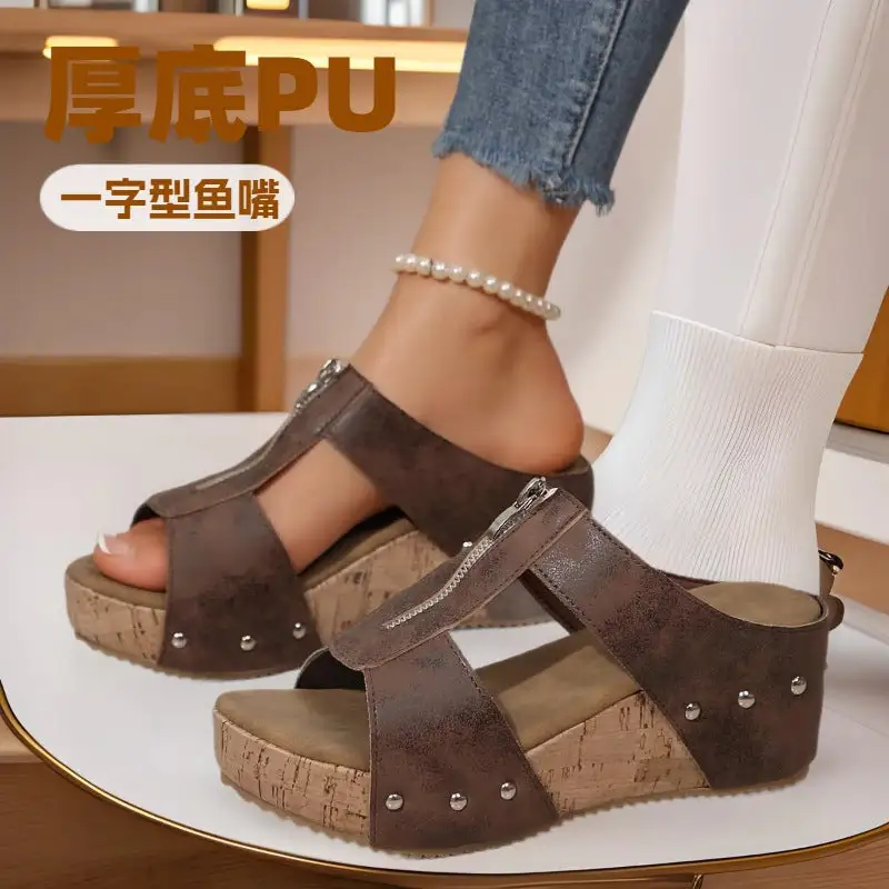 Cushioned Thick Sole Wedge Slide Sandals