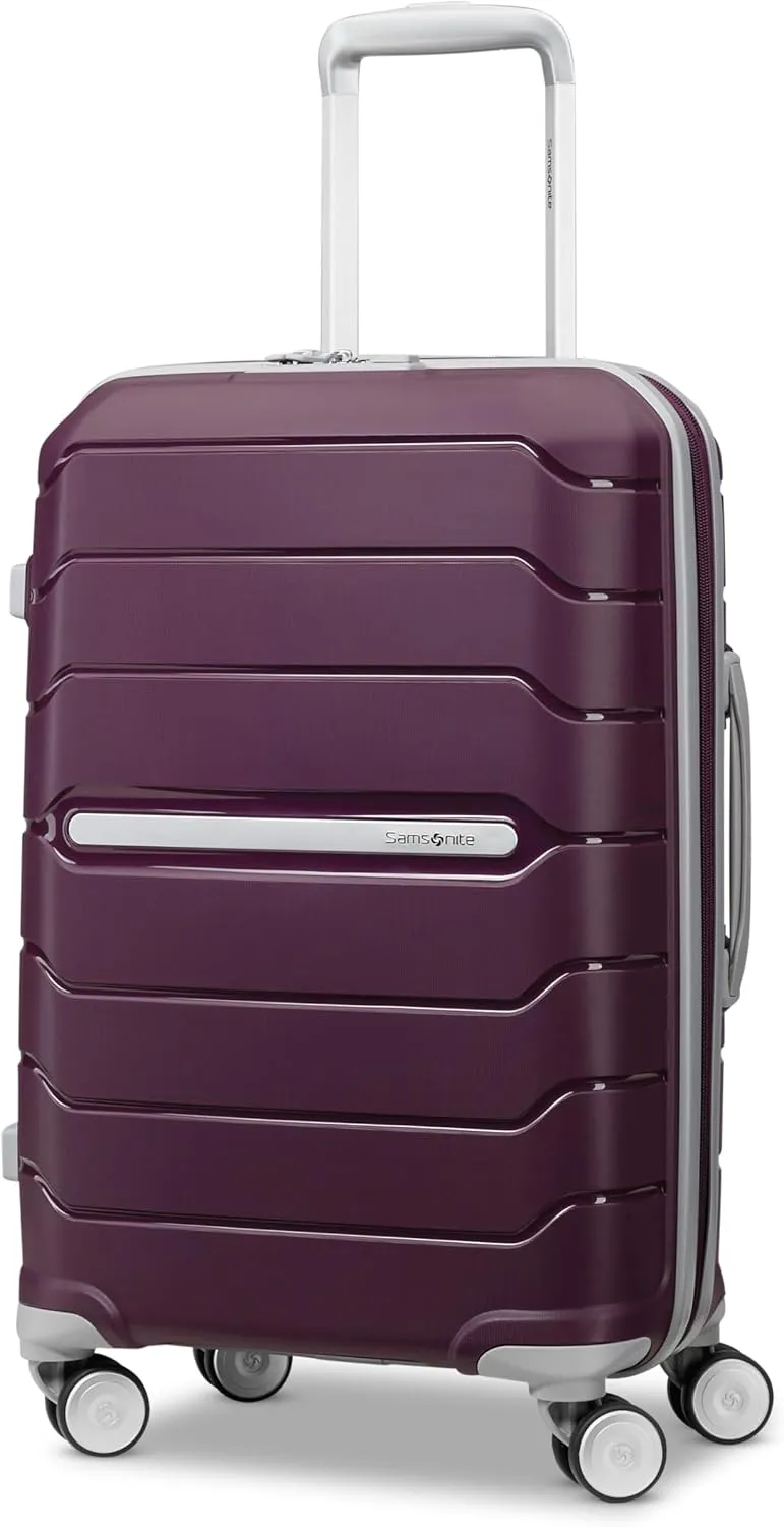 Samsonite Freeform Hardside Carry-On Luggage with Spinner Wheels - Hardshell Suitcase - TSA, Airline-Approved - Expandable Hard Shell, Smooth Rolling Wheels for Lightweight Travel - White/Grey