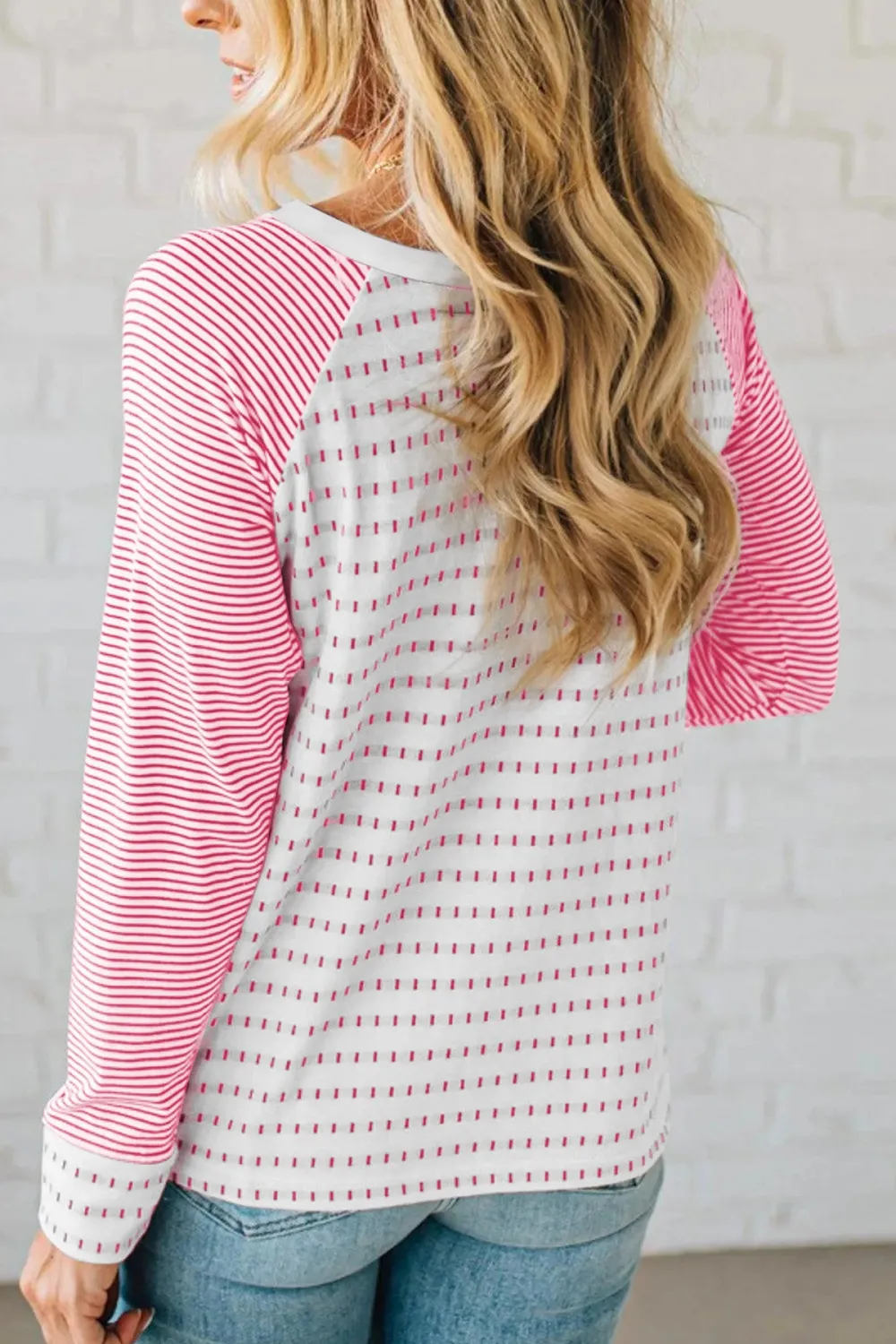 Women's Striped Long Sleeve Raglan Sleeve T-Shirt