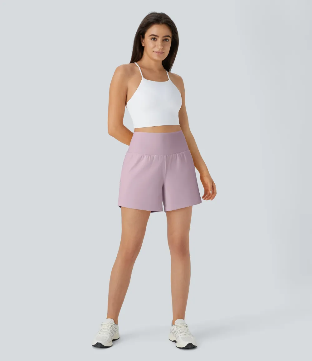 2026🔥 UK Super High Waisted Back Pocket & Side Hidden Pocket 2-in-1 Yoga Shorts