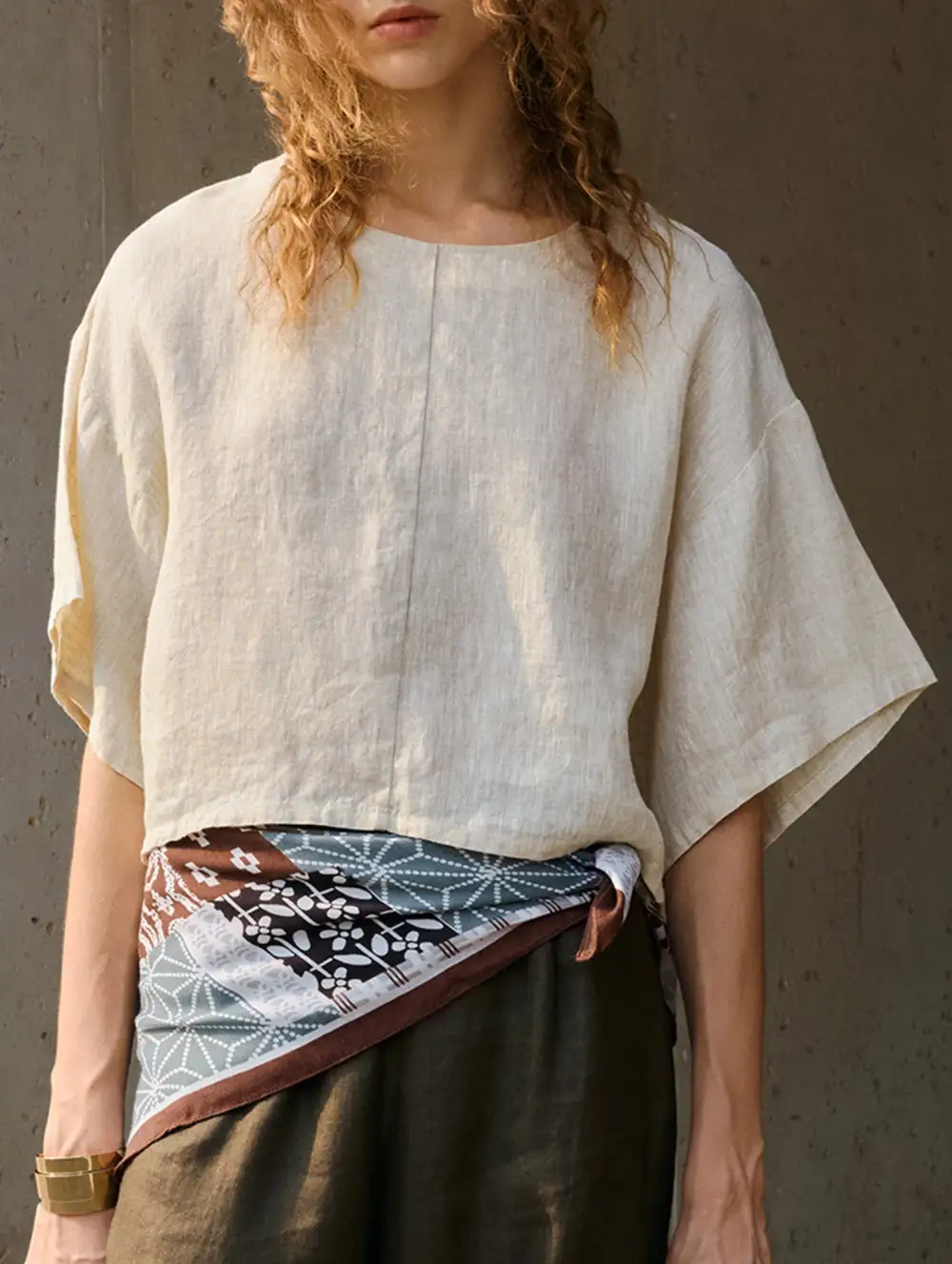 Linen Crew Neck Short Sleeve Tee