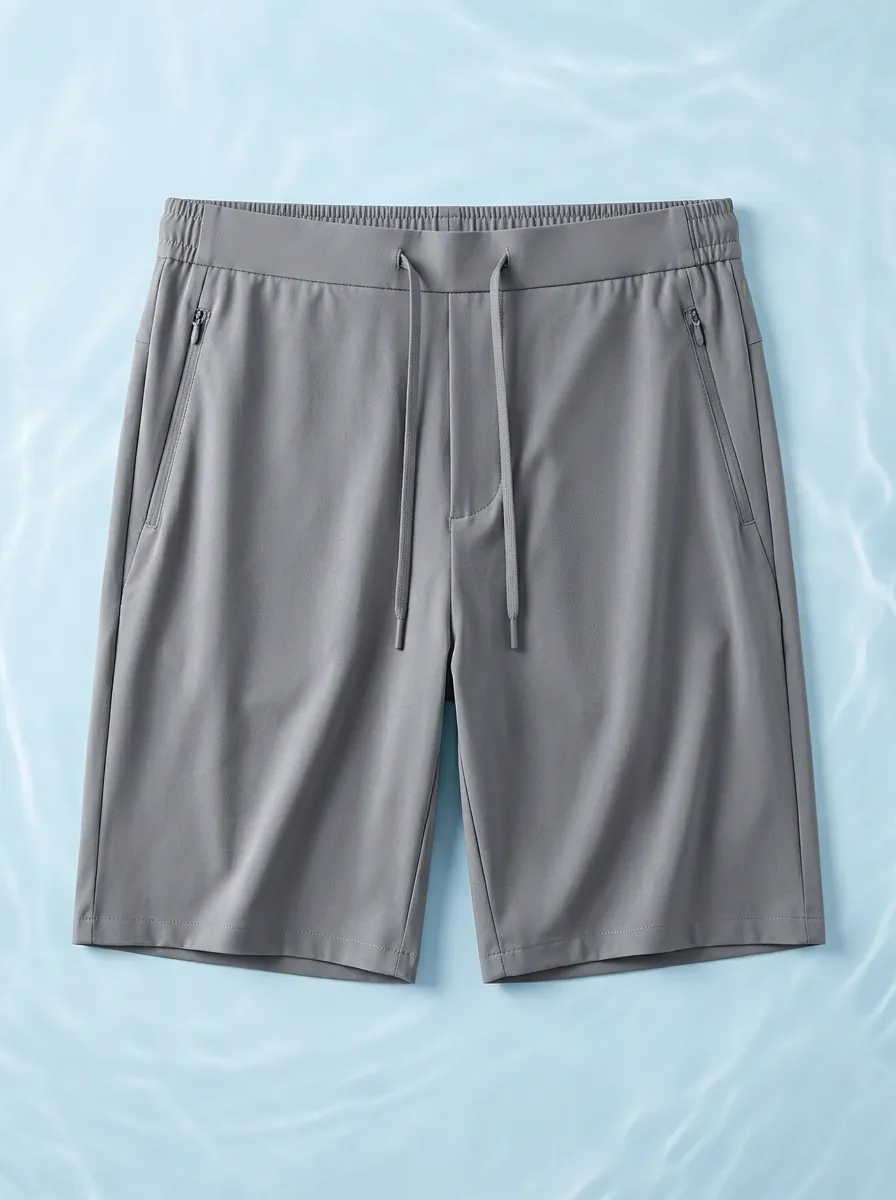 Relaxed-Look Ice-Silk Elastic-Waist Stretch Shorts