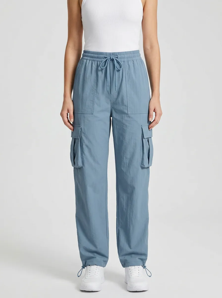 Drawstring Elastic-Waist Breathable Casual Breathable Cargo Pants