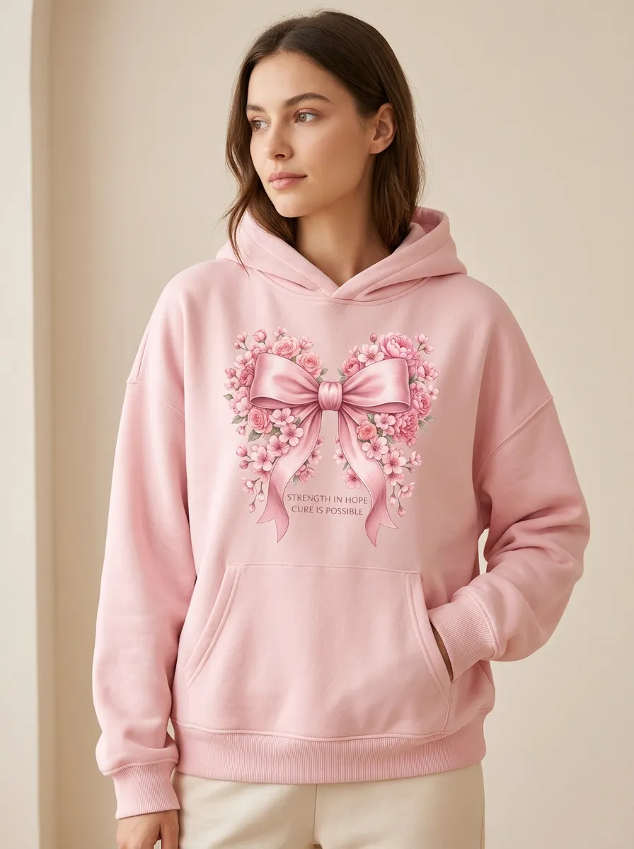 Women's Grace Floral Breast Cancer Awareness Hoodie