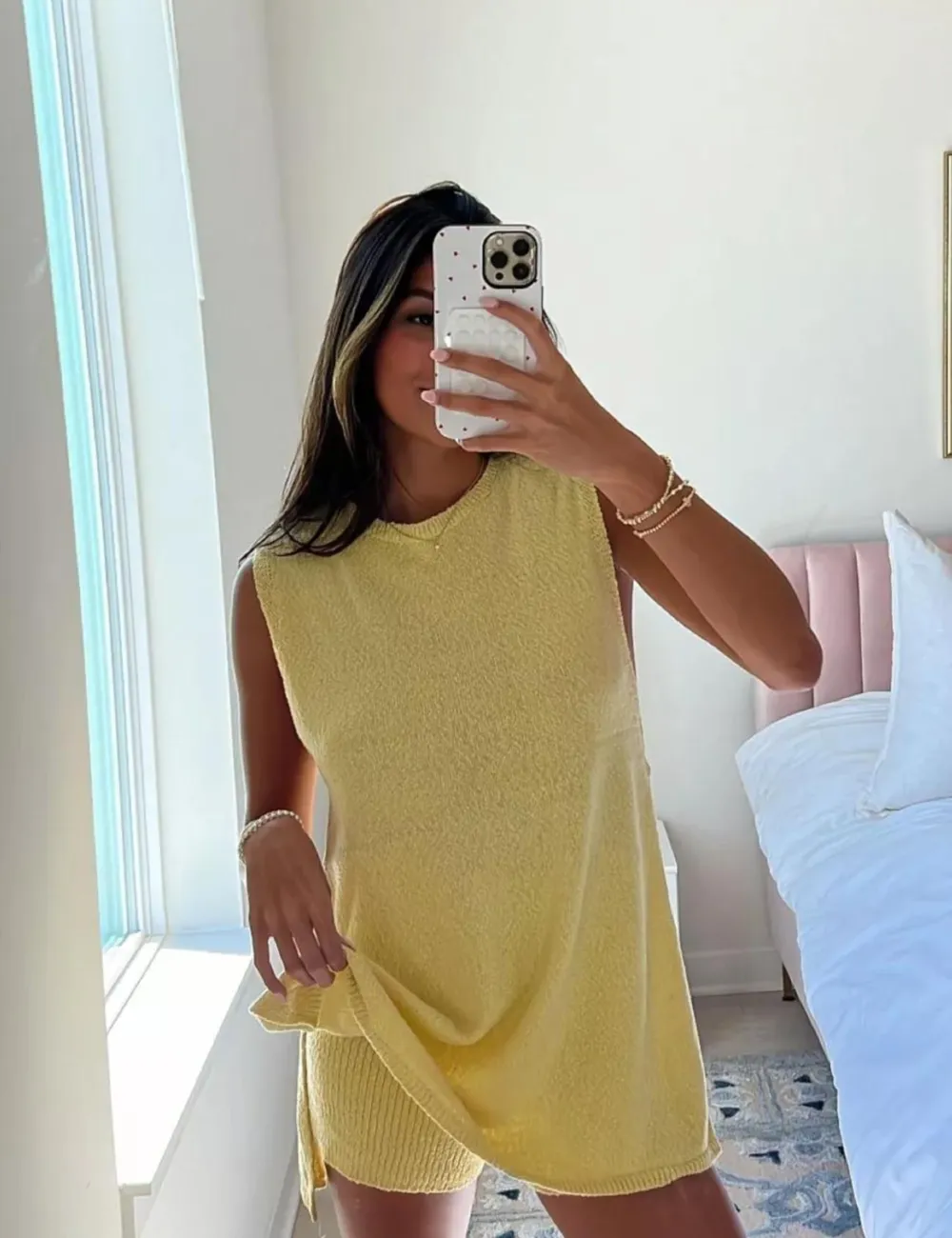 Women's Knit Sweater Set Sleeveless Tunic Top Matching Short 2 Pieces Set
