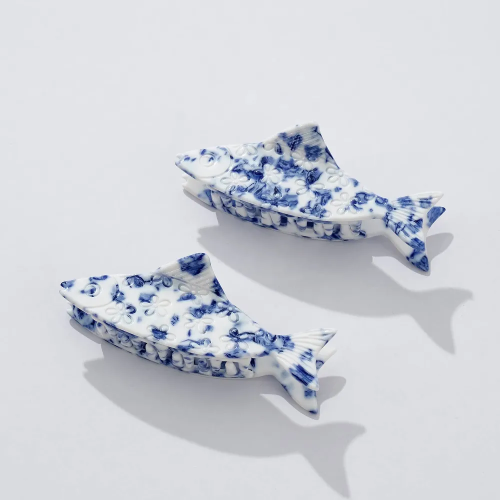 Floral Fish Claw Clip