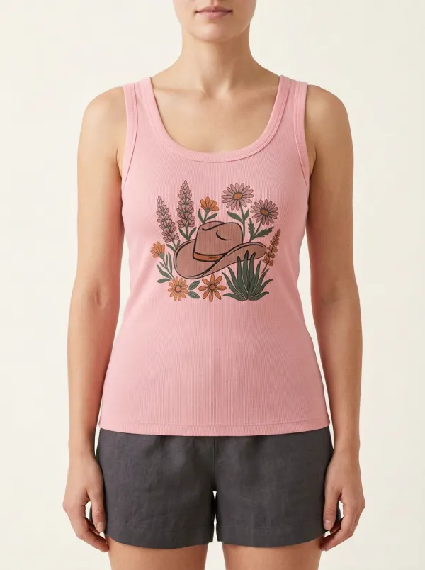 Desert Floral Built-In Bra Tank Top