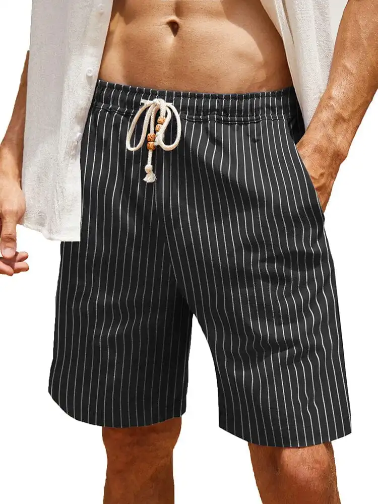 Casual Printed Linen Holiday Shorts