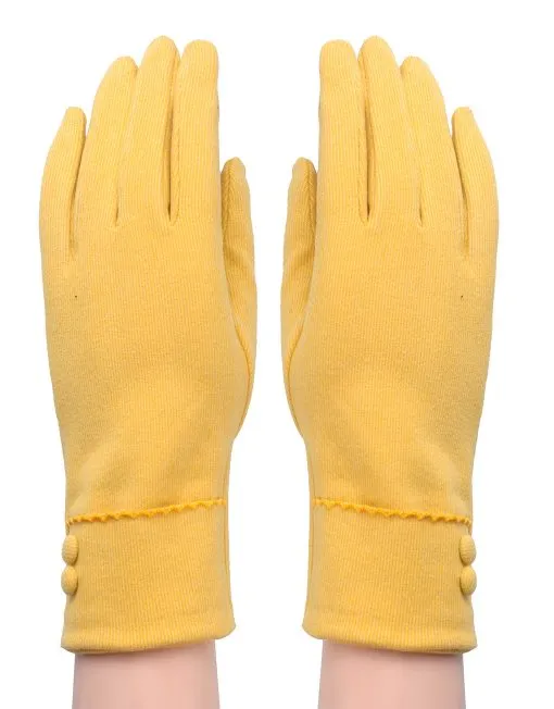 Button Detail Suede Gloves