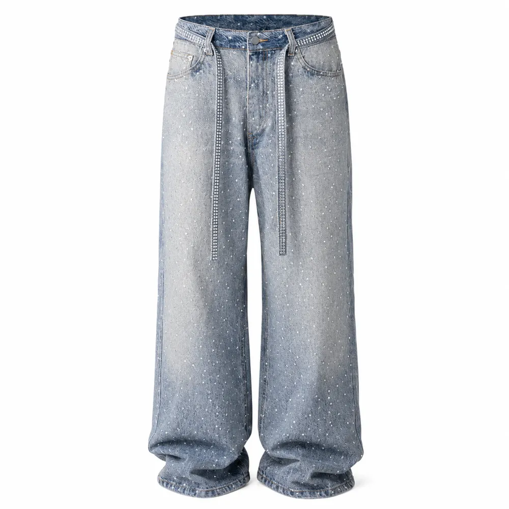 Full Rhinestone Heavyweight Denim Jeans