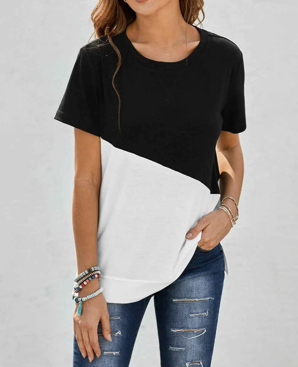 Two-Tone Round Neck Tee
