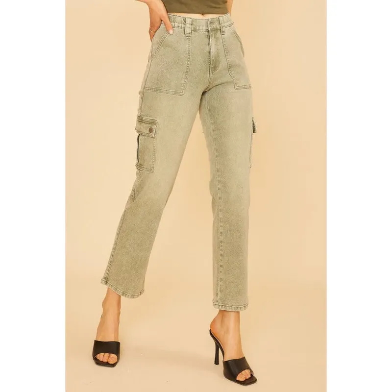 Straight Leg Jeans with Cargo Pockets