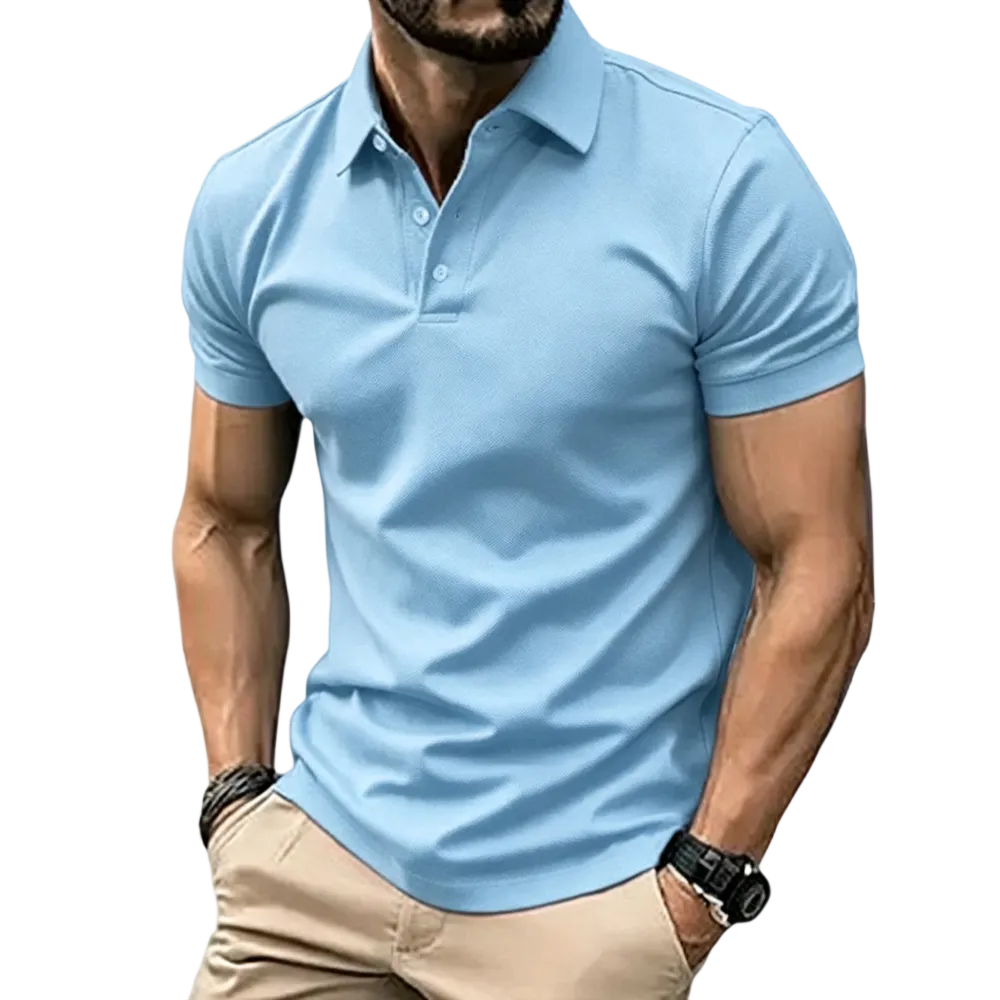 Men’s Casual Business Polo Shirts, Simple and Comfortable, Skin-Friendly Polyester Fabric with Slight Stretch