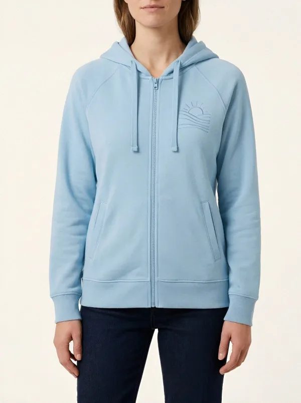 Women's Sun-Wave Graphic Raglan Full-Zip Welt-Pocket Hoodie
