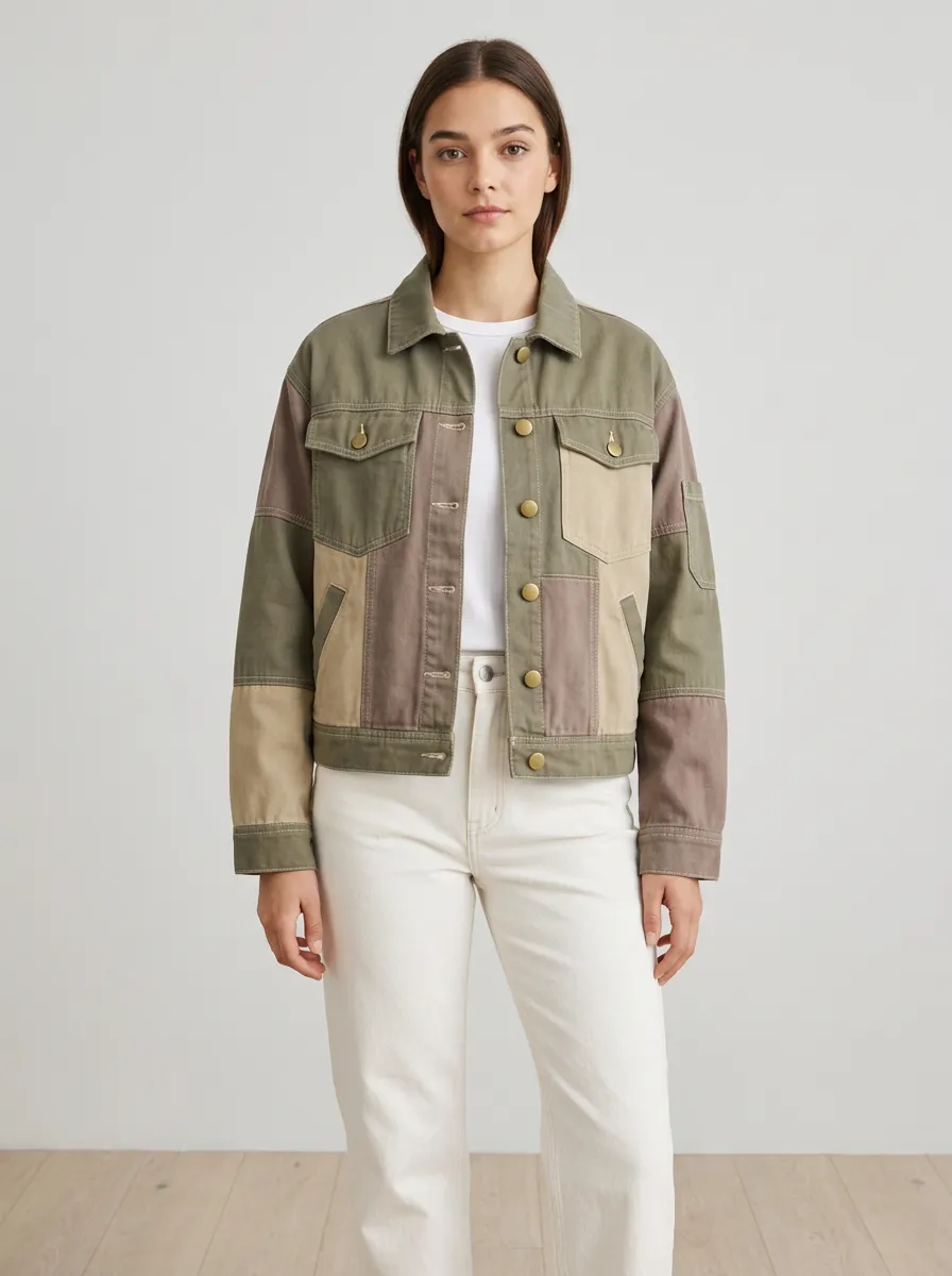 Women's Casual Vintage Style Patchwork Printed Jacket