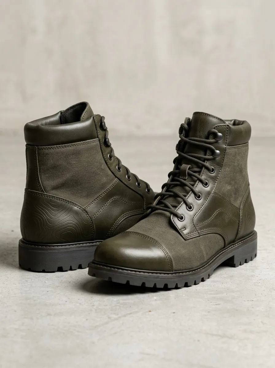 Unisex Distinctive Outdoor Enthusiast Topographic Pattern Print Work Boots